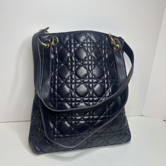 Via Piaggi Vintage Embossed Italian Leather Shoulder Bag Gold Designer Womens - Picture 3 of 10